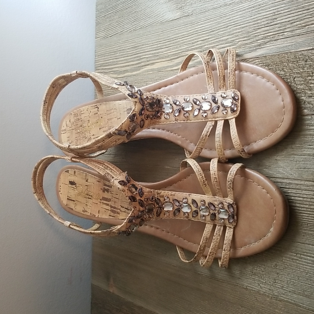 Jaclyn Smith wedge sandals with "gem stones"